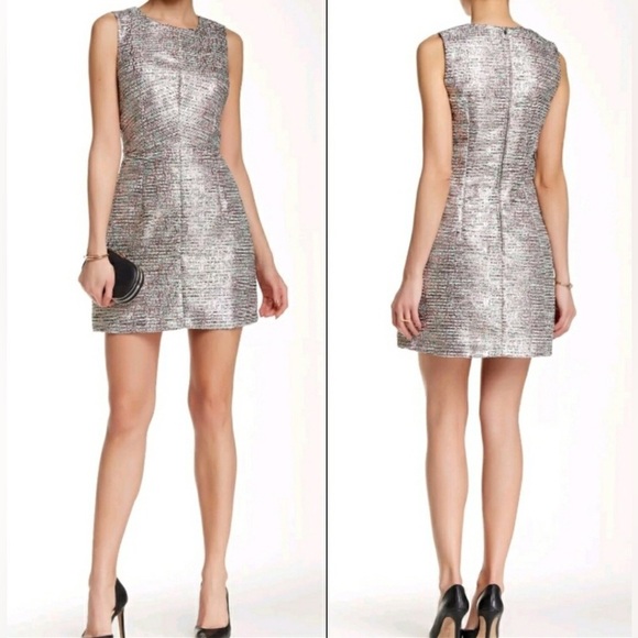 French Connection Sunlight Shimmer Metallic Shift Mini Dress | 6 - Picture 1 of 12